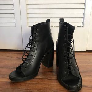 Zara lace-up chunky heel boots